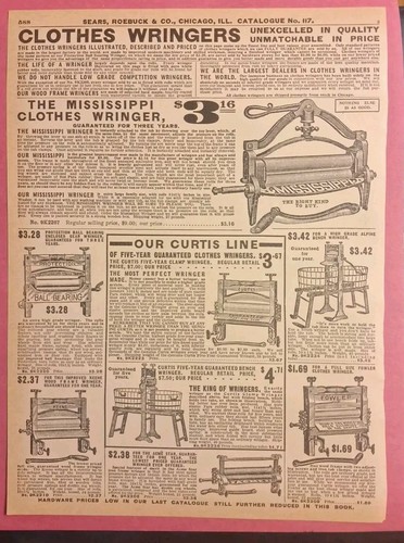 Clothes wringer 1908 sears - wringer,