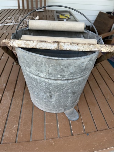 Vintage mop bucket galvanized - vintage,